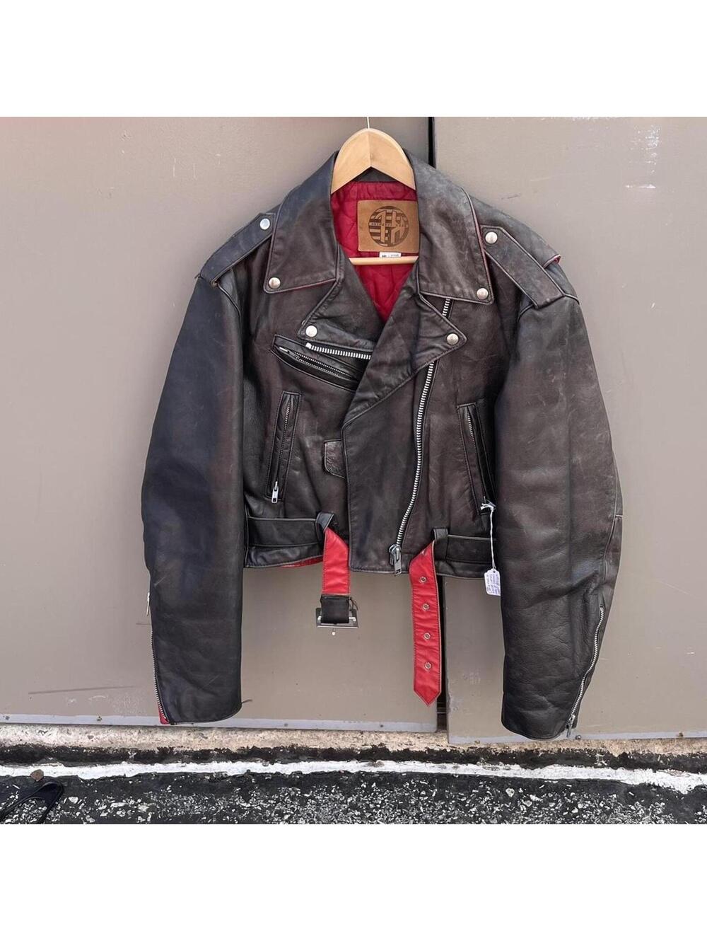 rare kerr leathers vintage 1980s black/brown & red jacket. men’s S or women’s M - Picture 2 of 8